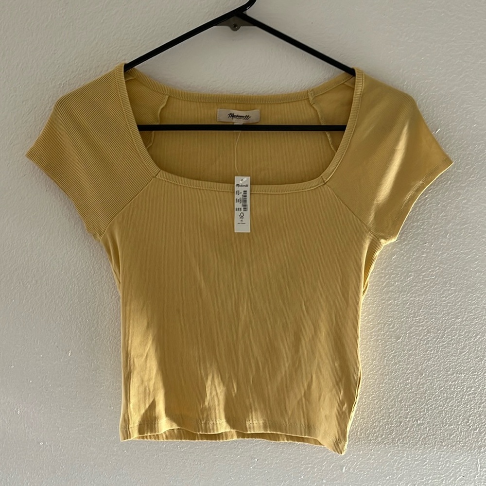 Madewell Brightside Rib Square Neckline Tee NWT